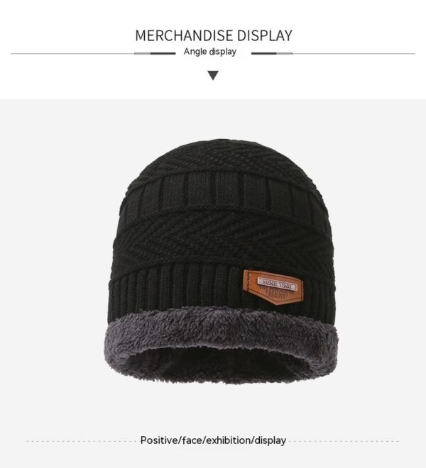 Men's Winter Scarf Gloves Three-piece Set Fleece-lined Warm Knitted Hat - Image 7