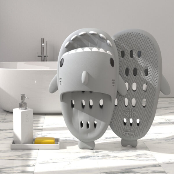 Shark Slippers With Drain Holes Shower Shoes For Women Quick Drying Eva Pool Shark Slides Beach Sandals With Drain Holes - Image 4