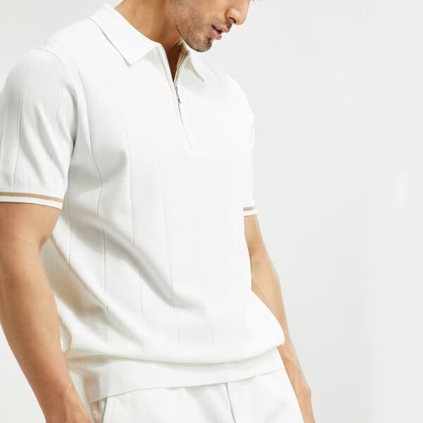 Fashion Short-sleeved Polo Shirt Summer Lapel Zipper T-shirt Tops Mens Clothing - Image 5