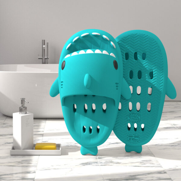 Shark Slippers With Drain Holes Shower Shoes For Women Quick Drying Eva Pool Shark Slides Beach Sandals With Drain Holes - Image 9