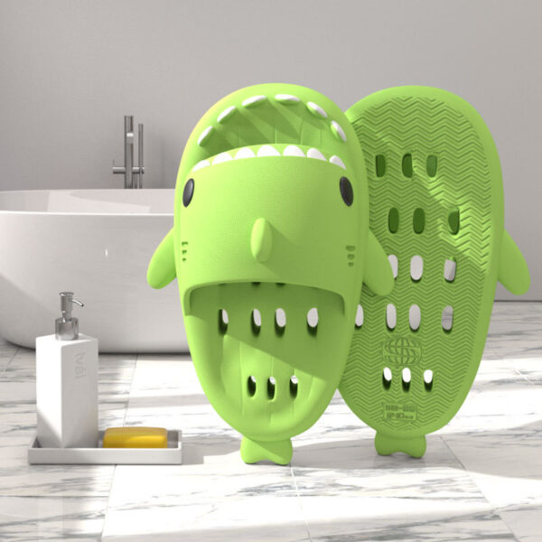 Shark Slippers With Drain Holes Shower Shoes For Women Quick Drying Eva Pool Shark Slides Beach Sandals With Drain Holes - Image 7